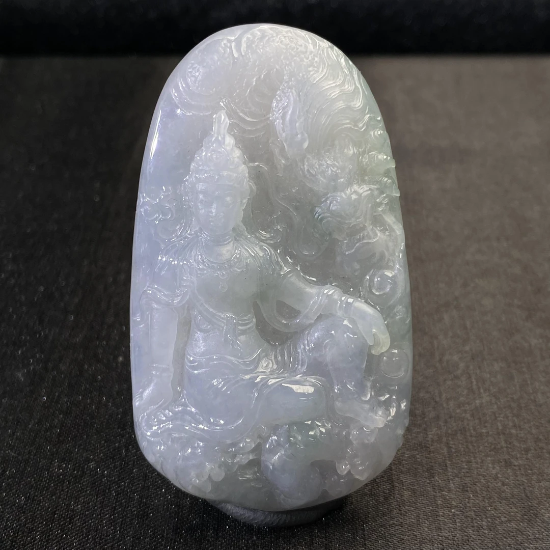 19天然缅甸翡翠A货冰紫乘龙观音/600150/上海嘉禾拍卖