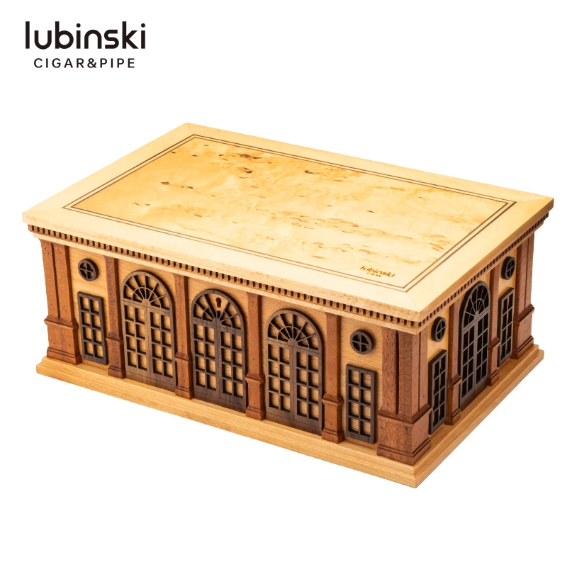 LUBINSKI鲁宾斯基雪茄保湿盒欧式城堡浮雕进口雪松木醇化箱礼品装
