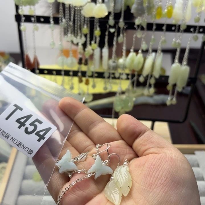 蛇纹石玉发饰合金小*