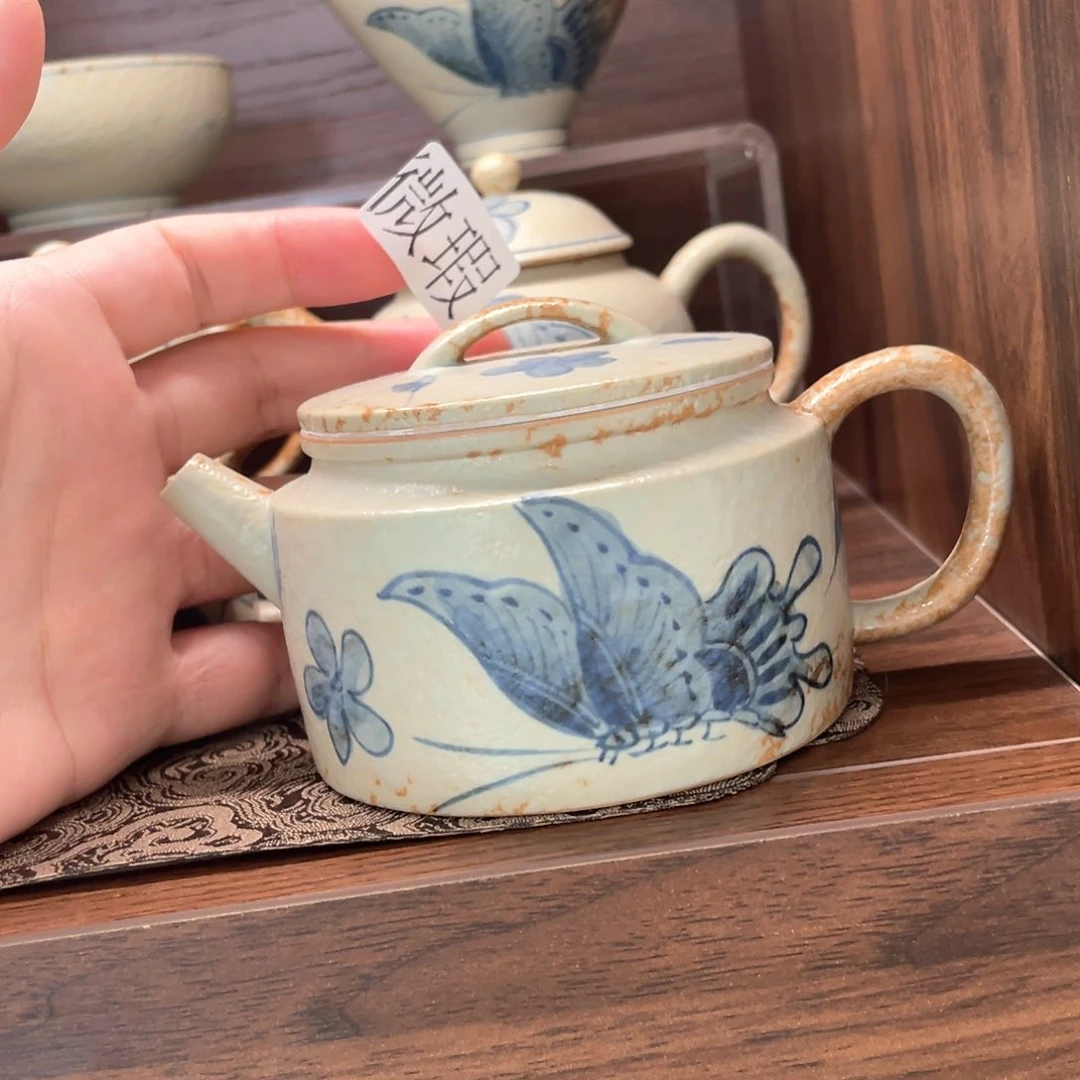 釉下手绘茶具微瑕