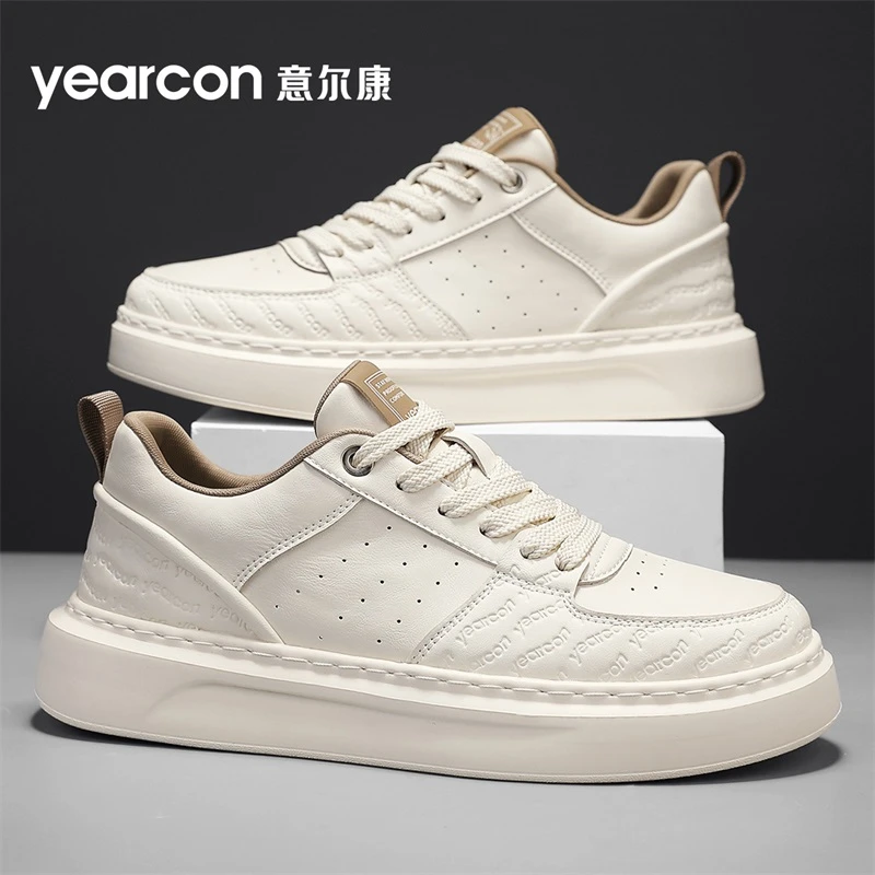意尔康男鞋2025春款新款时尚百搭小白鞋轻奢休闲板鞋运动学生厚底