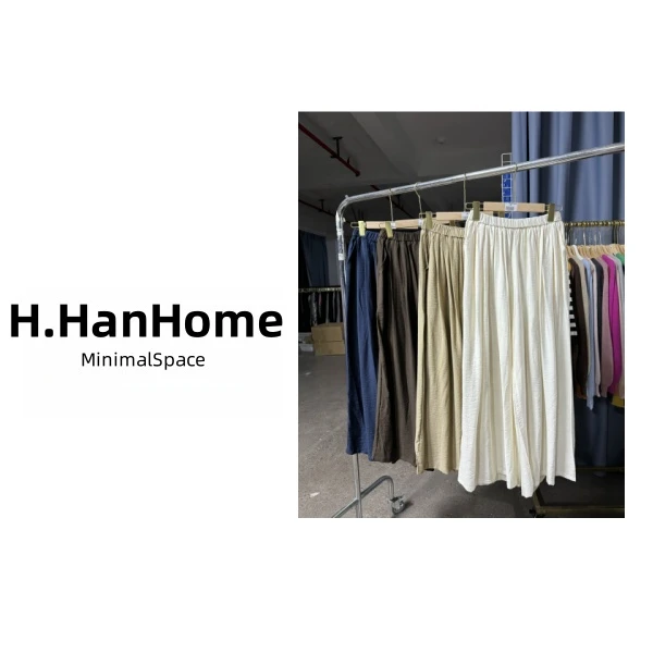 夏季轻薄透气亚麻阔腿裤 K2298