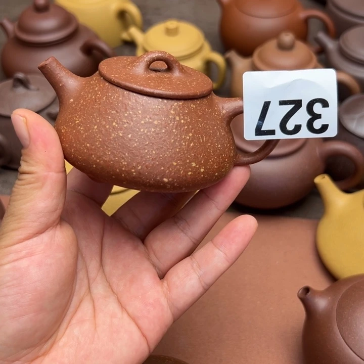 茶壶紫砂红降坡半手工130cc大瑕疵