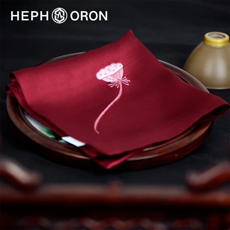 HEPHSORON苏绣丝巾礼盒送妈妈红色刺绣薄款披肩桑蚕丝真丝小方巾