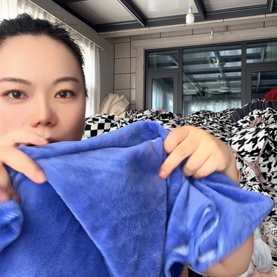 羊驼毛法兰绒蓝色毯子枕套一对48×74