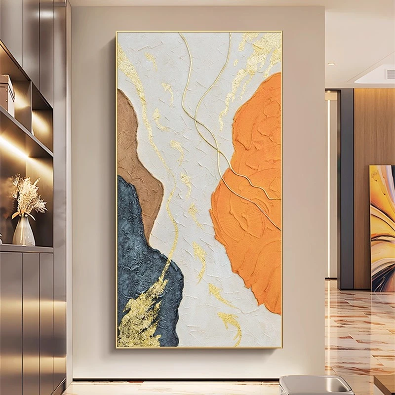 原创《如鱼得水》手绘油画入户玄关过道轻奢装饰画如鱼得水