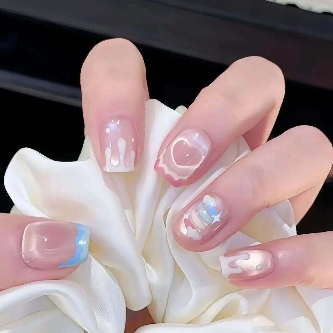 【流心奶糖】纯手工穿戴甲猫眼美甲光疗甲片（没有盒子）