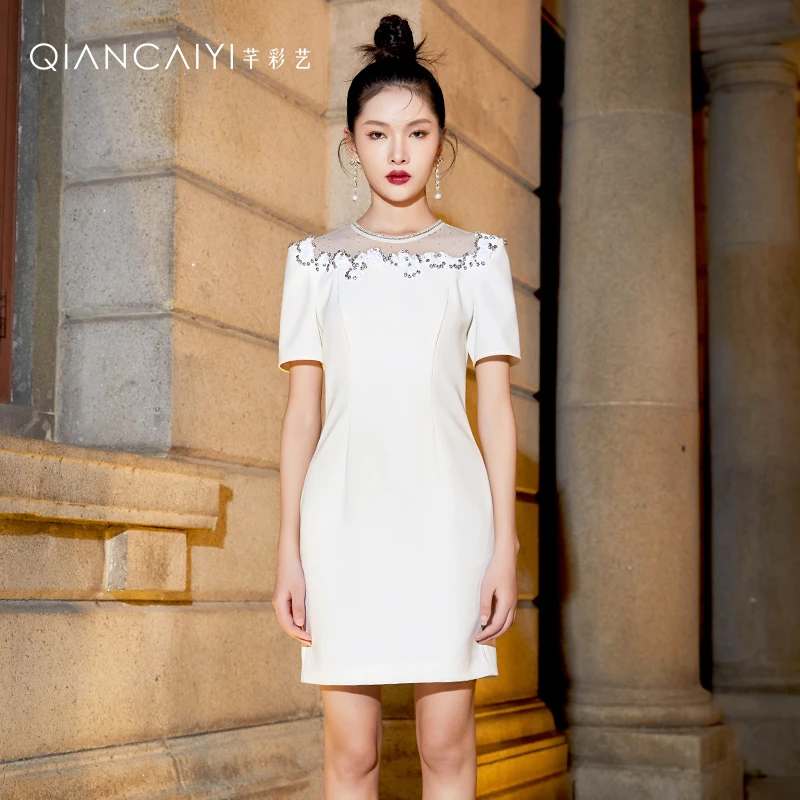 〖思朵〗连衣裙宴会礼服气质白色复古修身名媛法式优雅Y23240