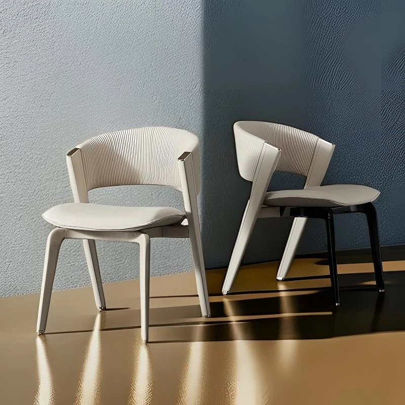 【真皮】CC餐椅意式极简轻奢餐厅实木烤漆椅子设计师款别墅高级感