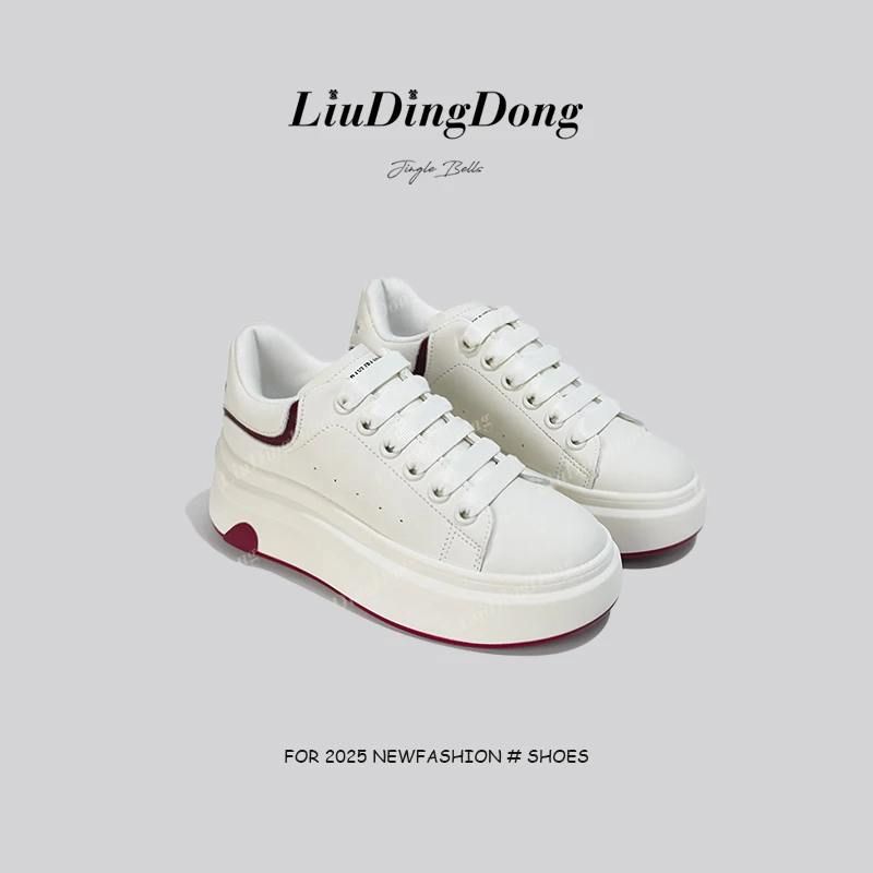 【刘叮咚女鞋】麦昆板鞋女2025春季新款小白鞋时尚百搭厚底休闲鞋