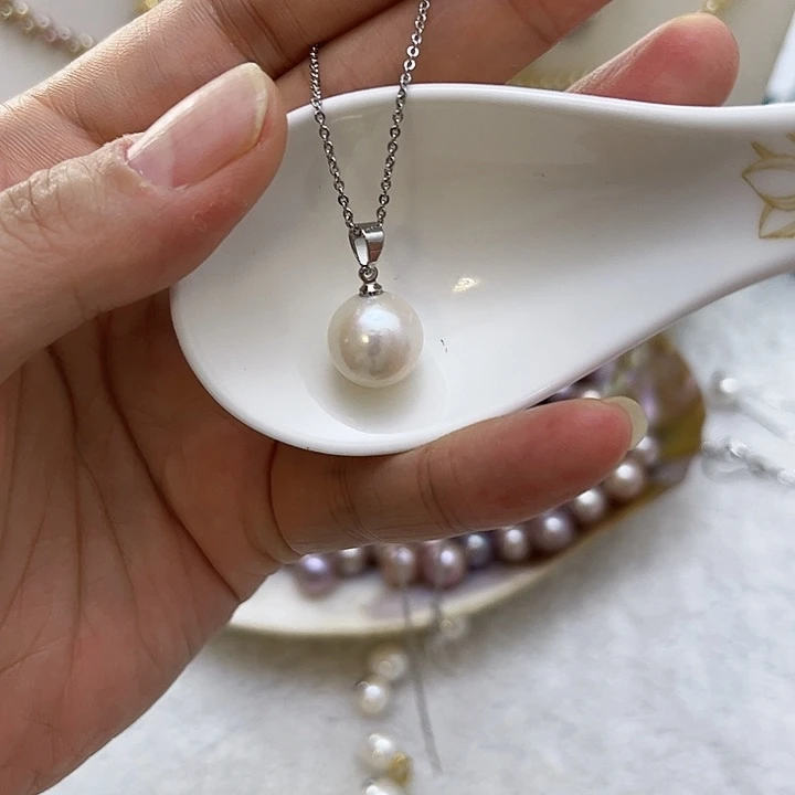 合金白珠银色瓜子扣淡水珍珠