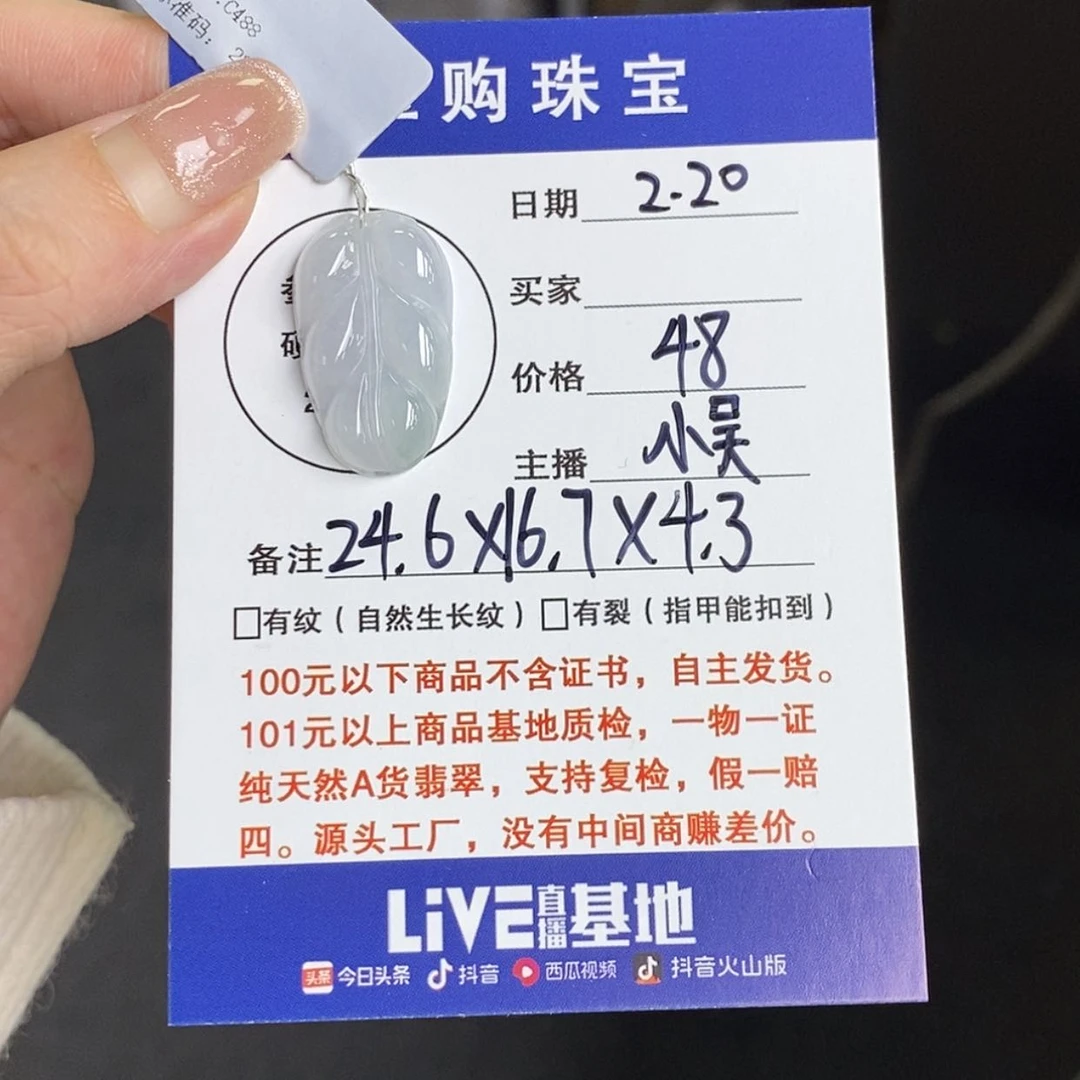 【闪购商品】翡翠颈饰未镶嵌星*叶子