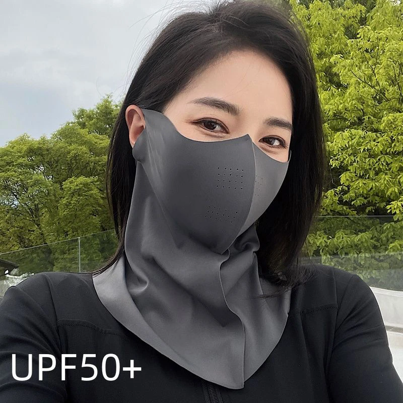 2024防晒口罩女防紫外线无痕脸基尼出行全脸护颈冰丝遮阳面罩薄款