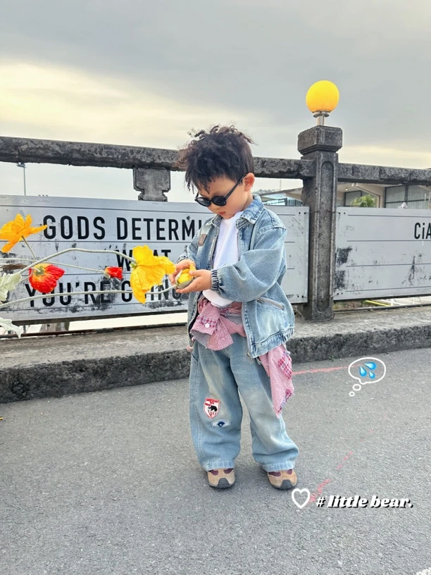 叠搭神器 格子衬衫 宝宝牛仔外套 氛围感穿搭冠军儿童春秋洋气