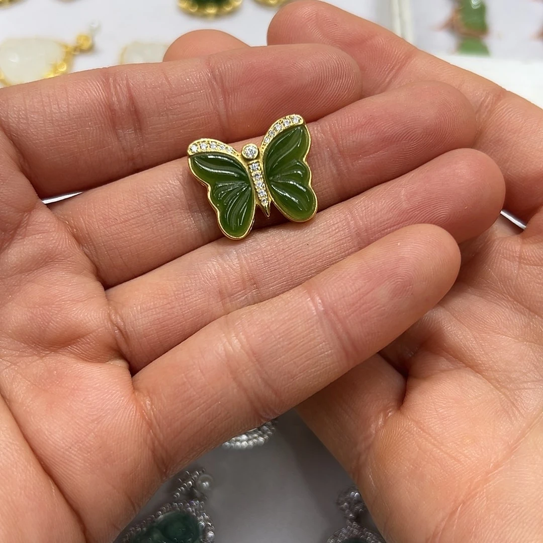 和田玉颈饰银S925镶嵌浅***o