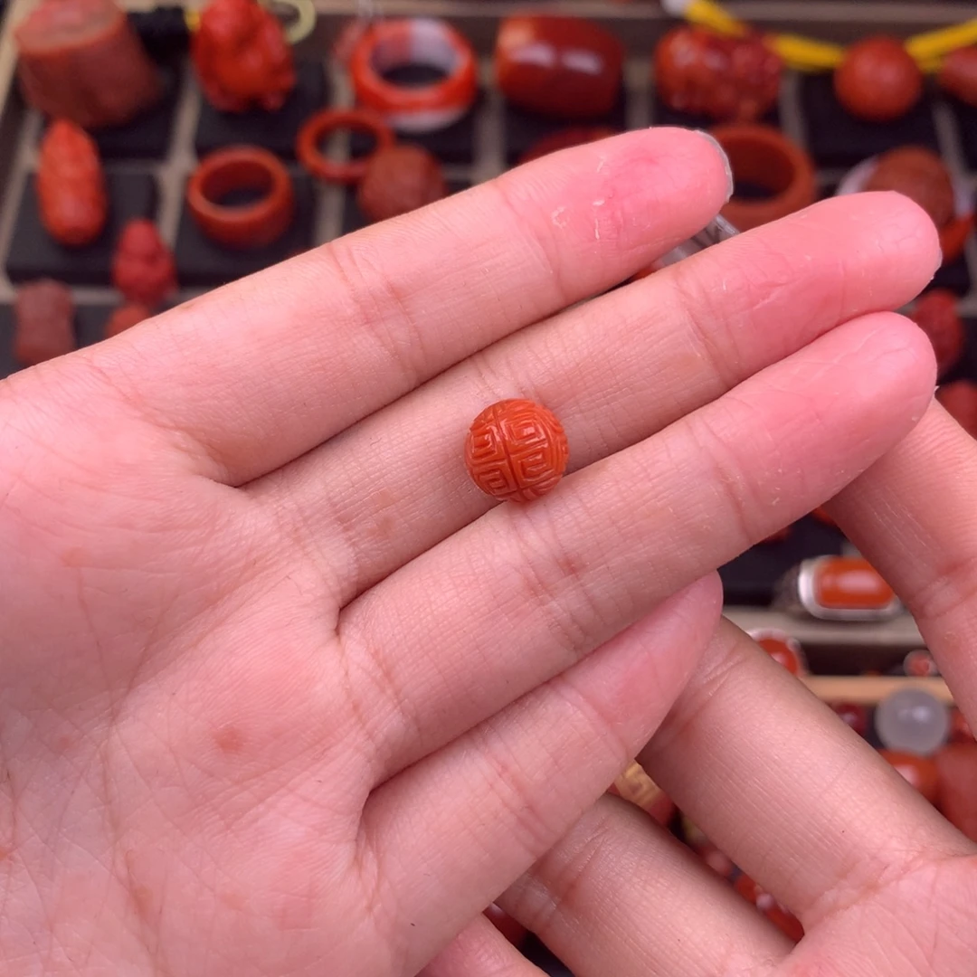 南红玛瑙未镶嵌回纹圆珠9+
