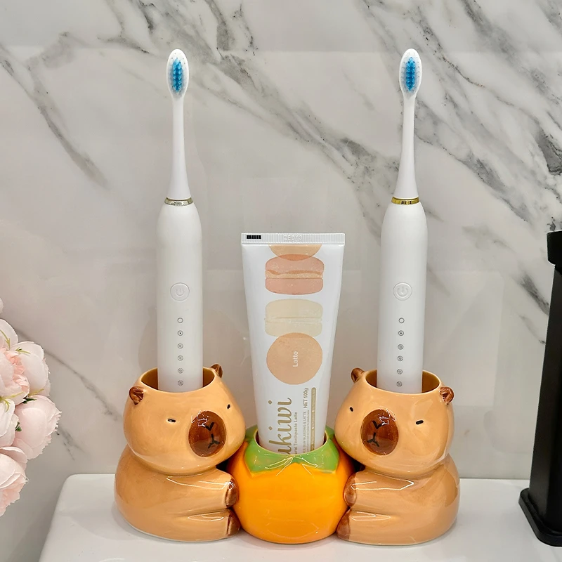 卡皮巴拉情侣卫生间可爱牙刷架子置物架高级感浴室牙具收纳底座托