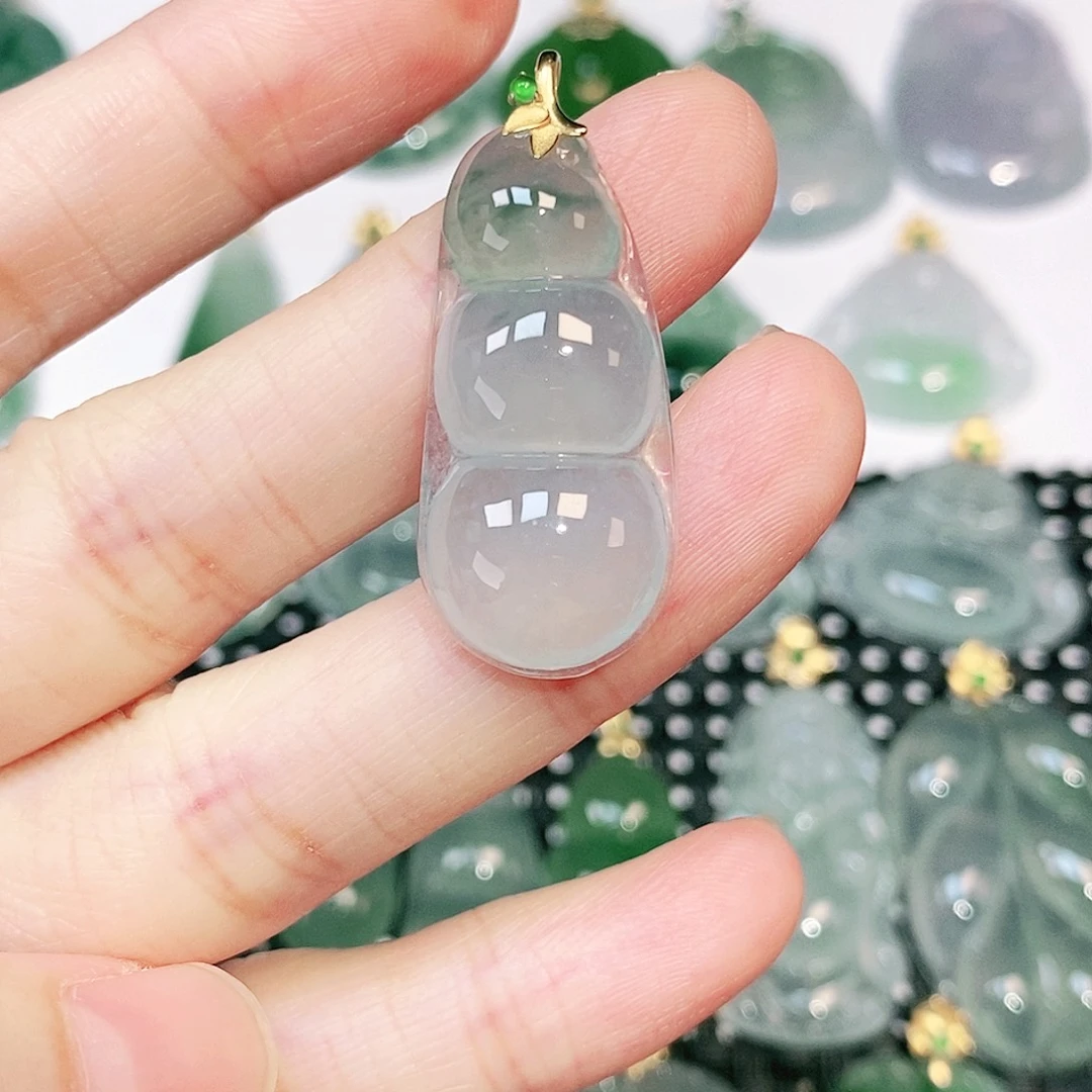 吊坠(不含链)18K金镶嵌翡翠