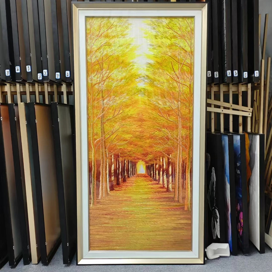 228客厅玄关装饰画刺绣黄金大道黄金满地苏绣80160