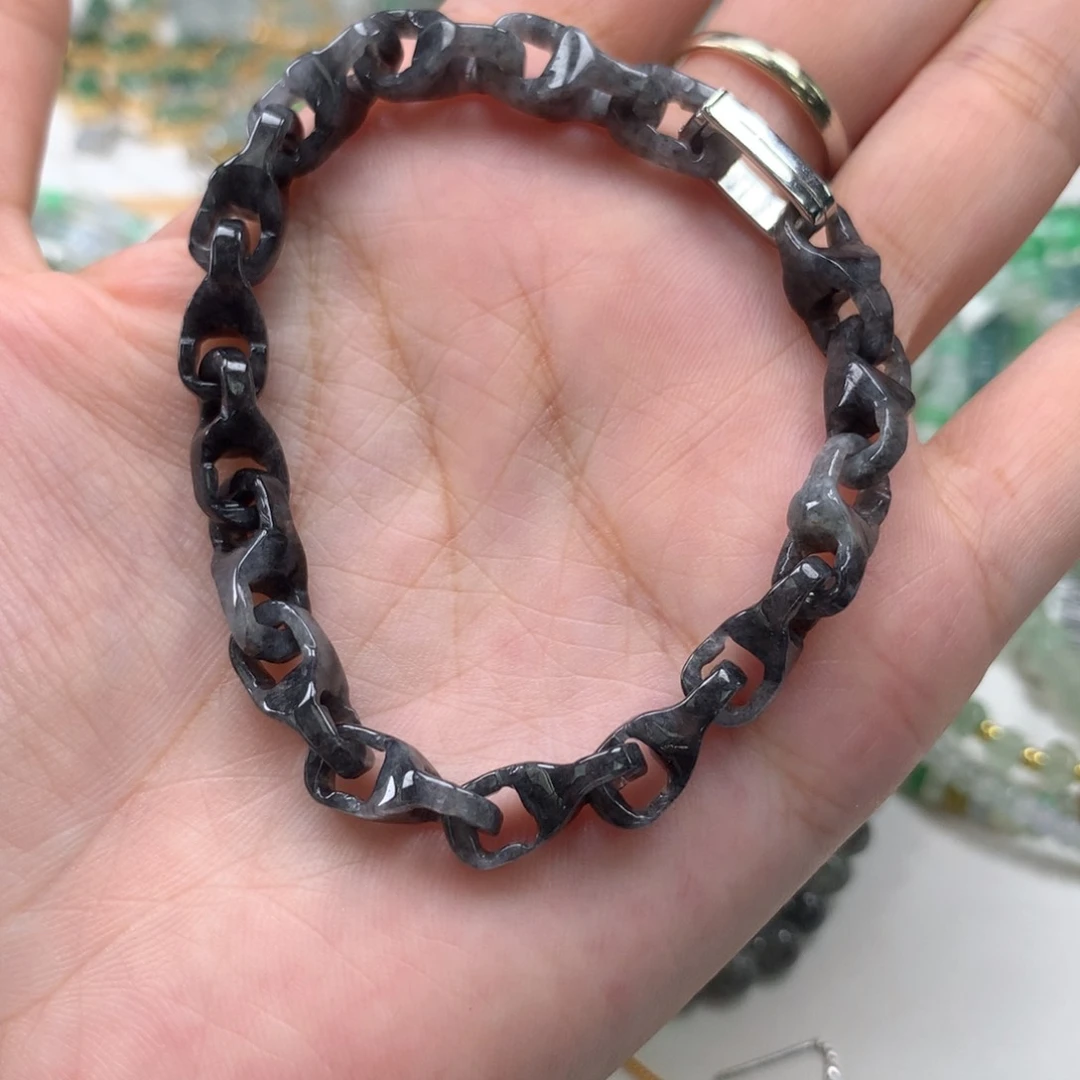 散珠翡翠乌鸡手链