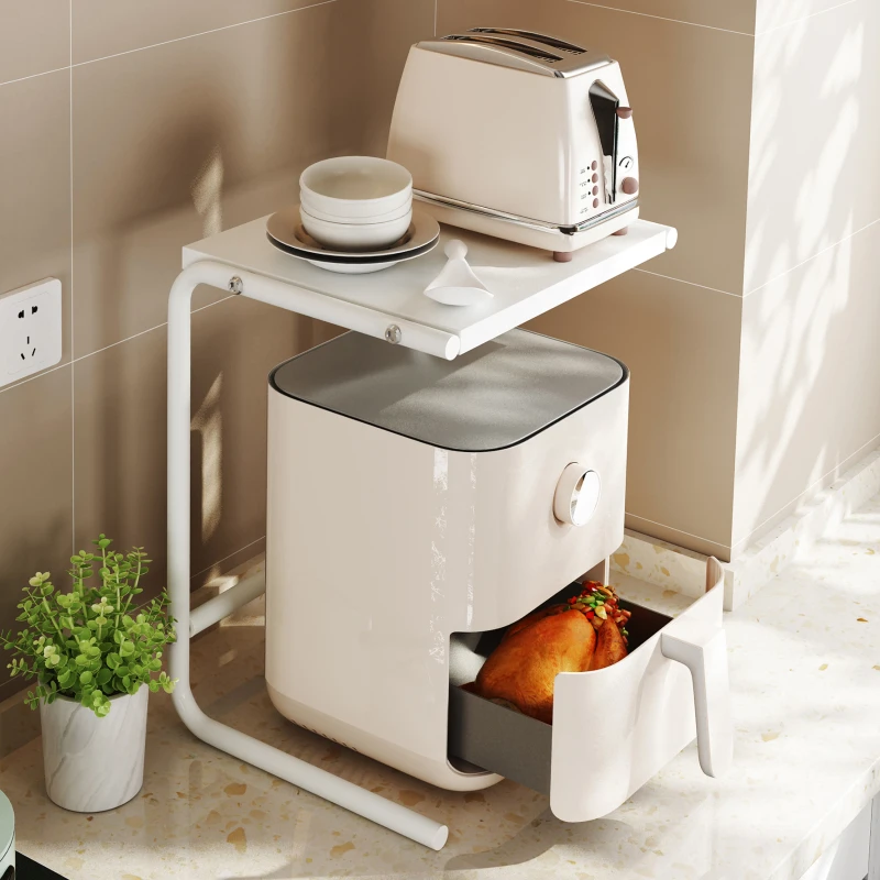 厨房置物架空气炸锅收纳架电饭煲架子CU型加高下空式台面分层锅具