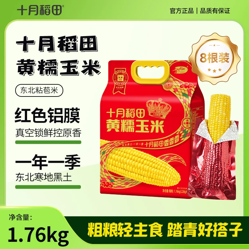 蛇年款 十月稻田黄糯玉米棒香甜糯东北低脂饱腹早餐夜宵粗粮轻食