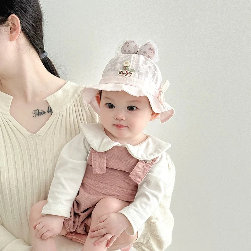 宝宝帽子春夏季薄款女童遮阳帽渔夫帽新生儿防晒帽婴儿公主帽盆帽