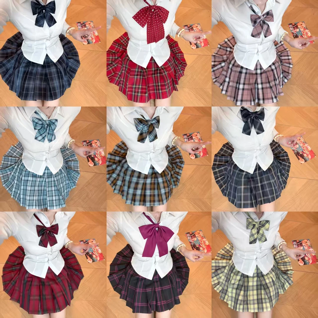 【长袖套装】2025新款JK日系原创格裙收腰长袖衬衫套装