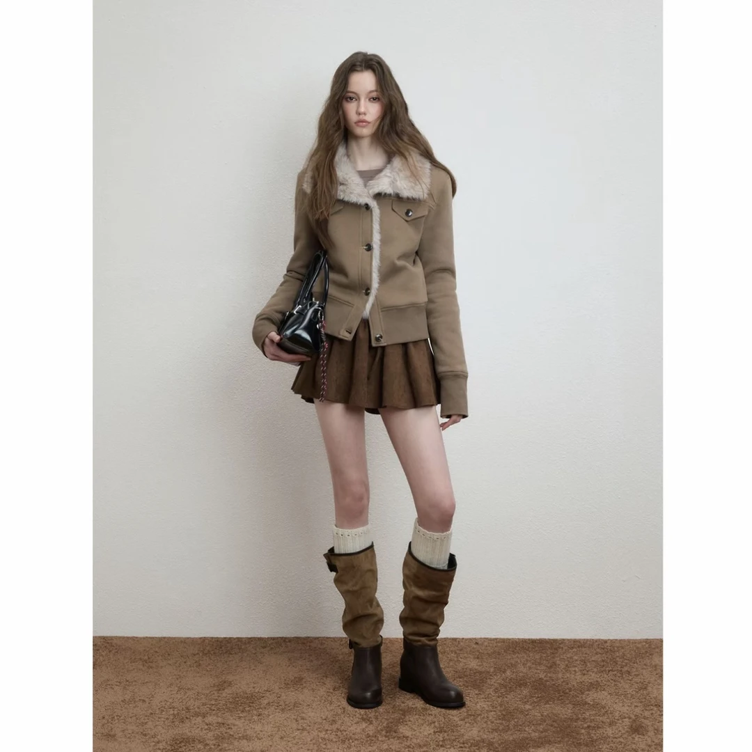 Luamoss 立领卫衣外套女加绒加厚保暖冬季新款毛绒内里设计感上衣