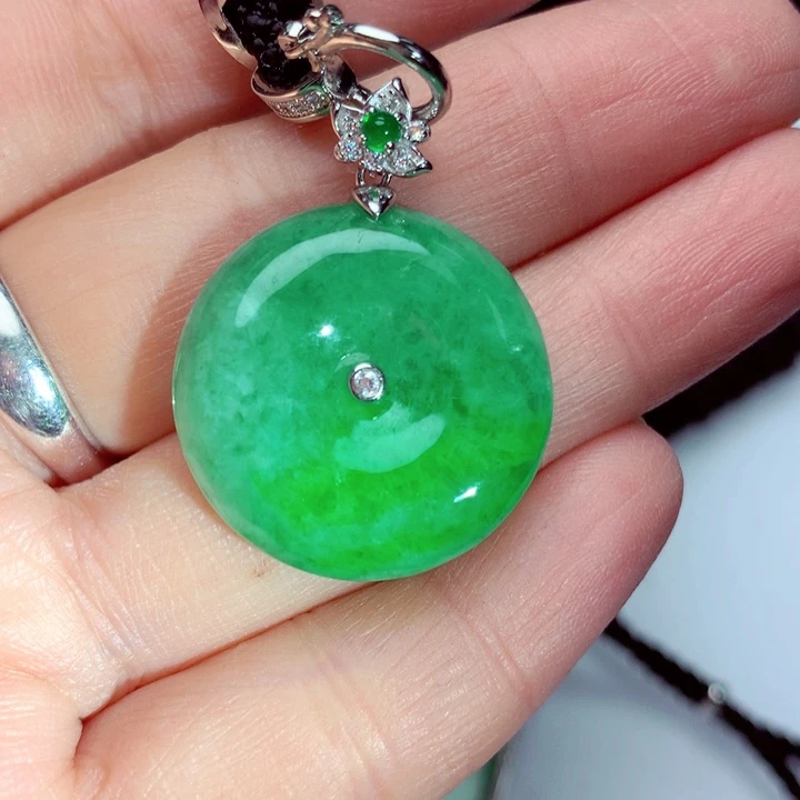 翡翠吊坠(不含链)银S925镶嵌