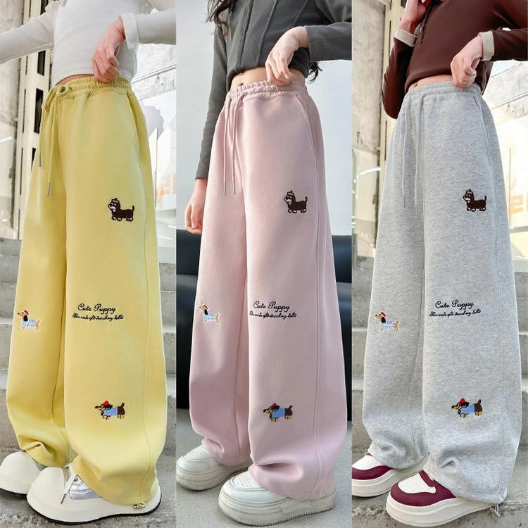 女童裤子春秋款2025新款女大童春季运动裤休闲宽松卫裤儿童阔腿裤