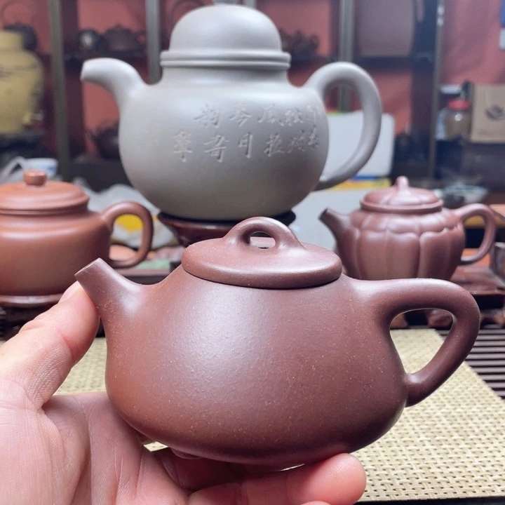 茶壶紫砂紫泥石瓢壶手工制作