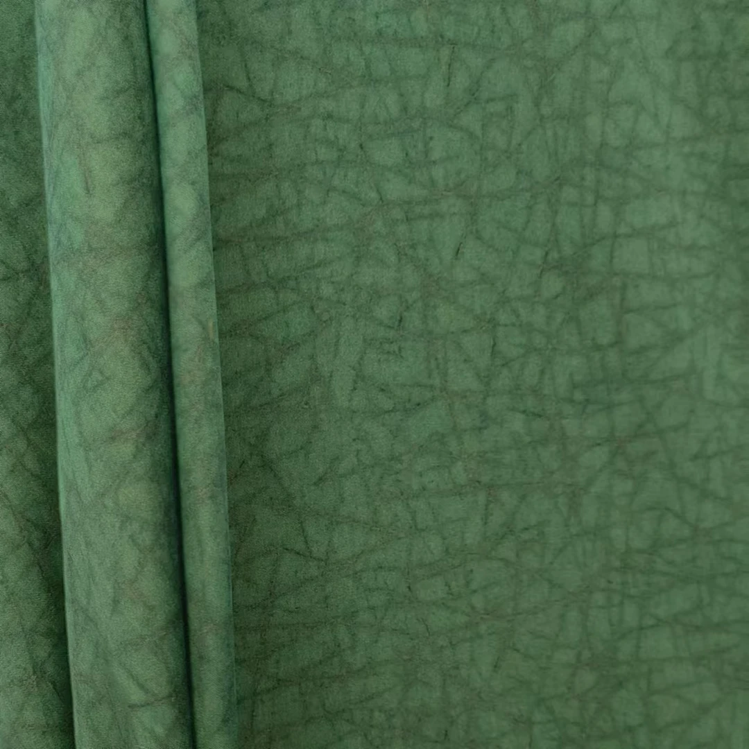 【绒兰】不透底有糯感！染底贡缎香云纱工艺布料 37号 大地绿纹