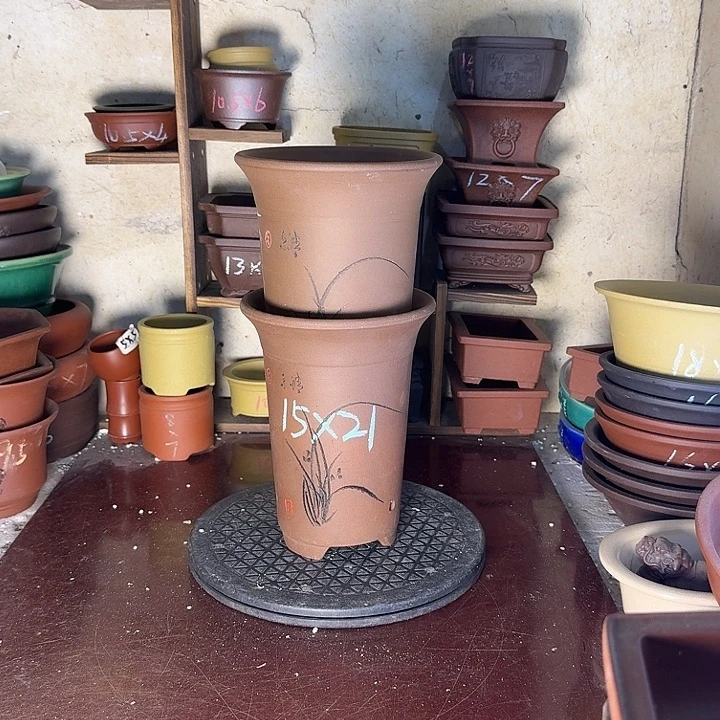 宜兴紫砂花盆，手工制作