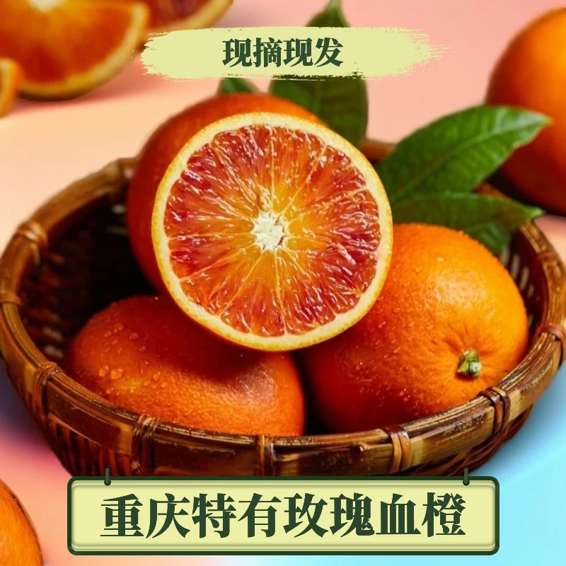 重庆高山种植玫瑰血橙新鲜采摘酸甜多汁新鲜发货鲜橙
