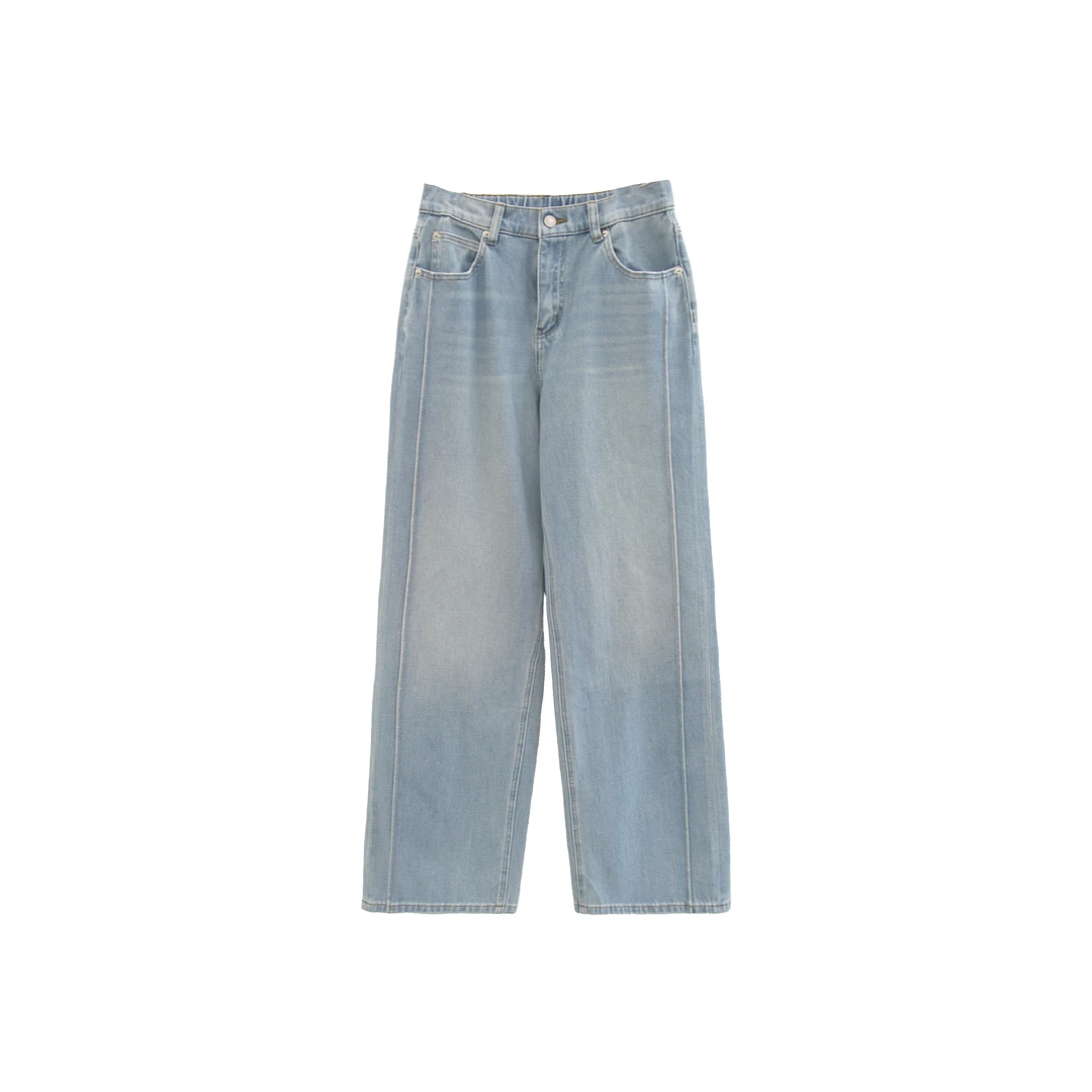 Neysa Date浅色水洗松紧腰修身牛仔裤