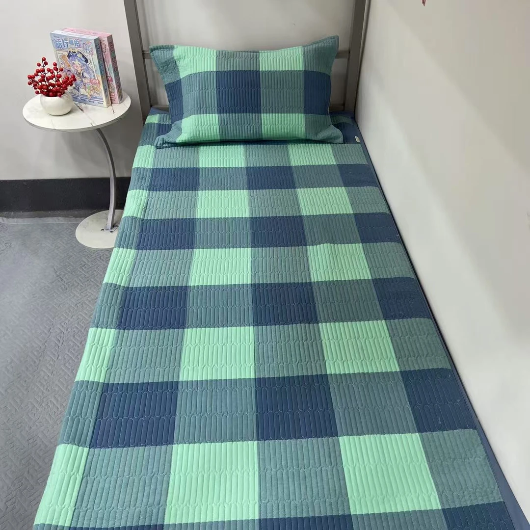 夏季透气吸汗床品套件纯棉格子印花床单学生单人老粗布全棉色织