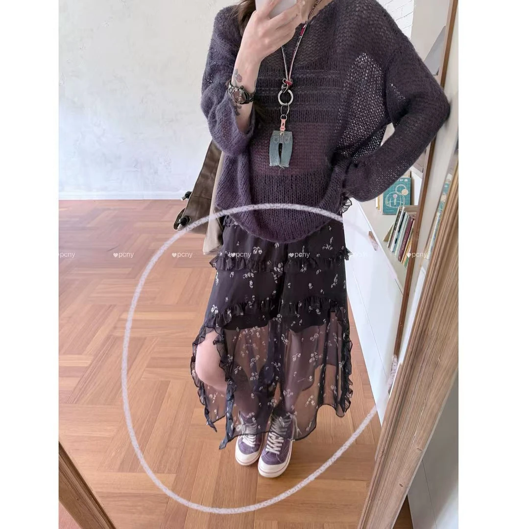 PCNY「夜蔷薇」不理理秋季新款小众女装时尚休闲百搭可爱熊猫半身裙