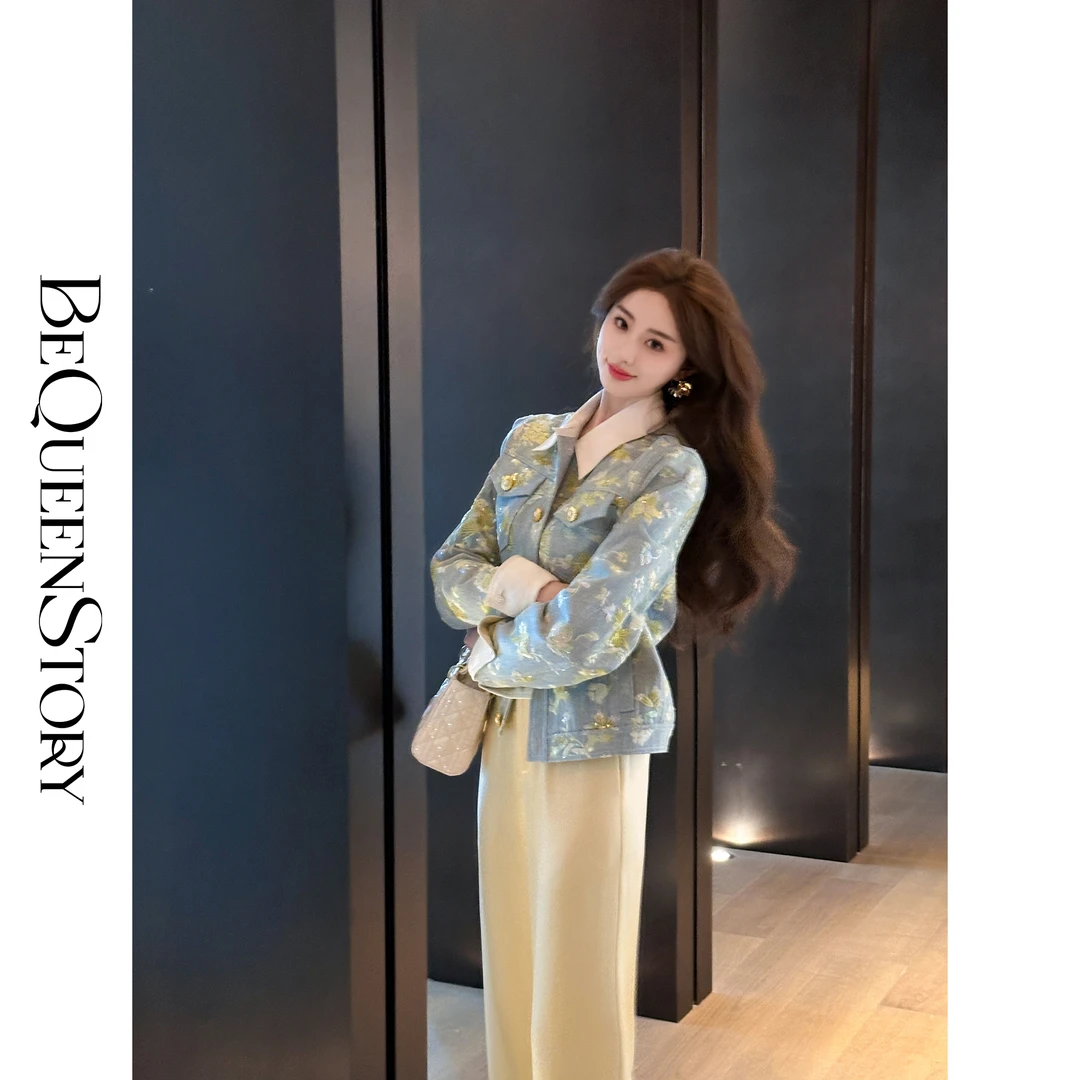 余潇潇【空谷幽兰】重工立体刺绣亮片钉珠高级宽松牛仔外套