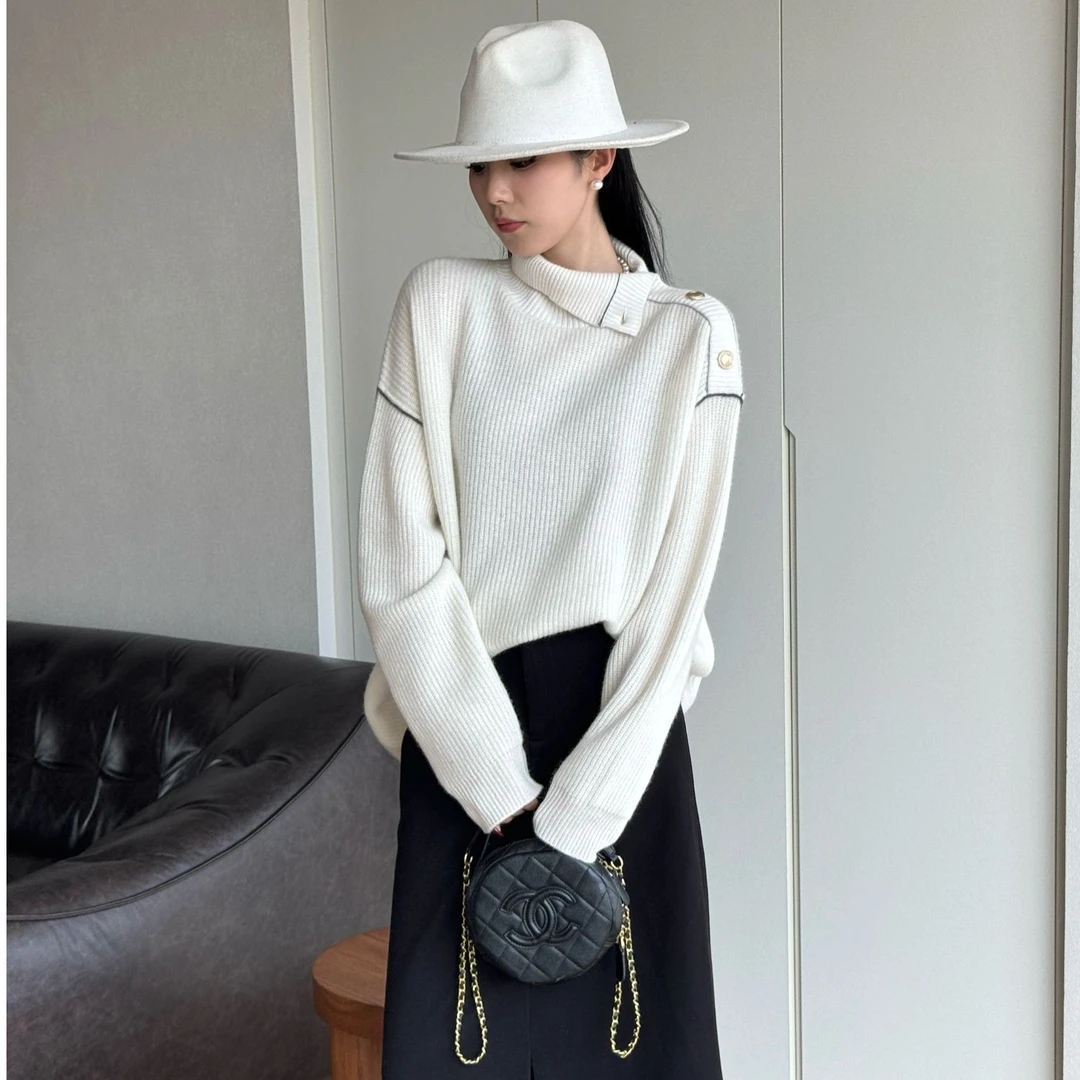高领不缩水韩版时尚加厚针织秋冬慵懒风休闲长款毛衫WH-24357