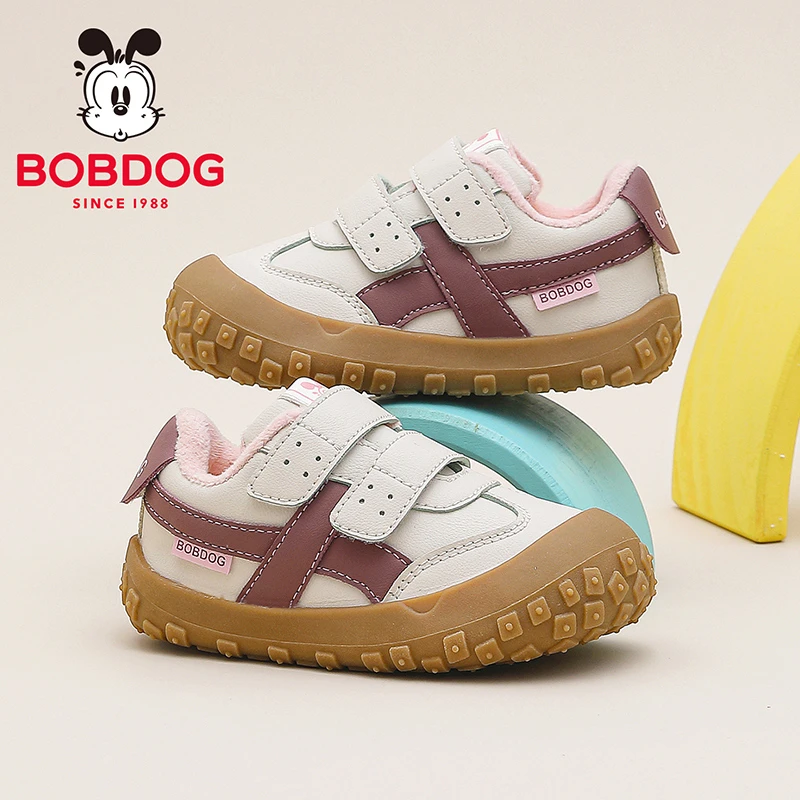 巴布豆童鞋女童宝宝加绒软底学步机能鞋2025新款冬季保暖小孩鞋子