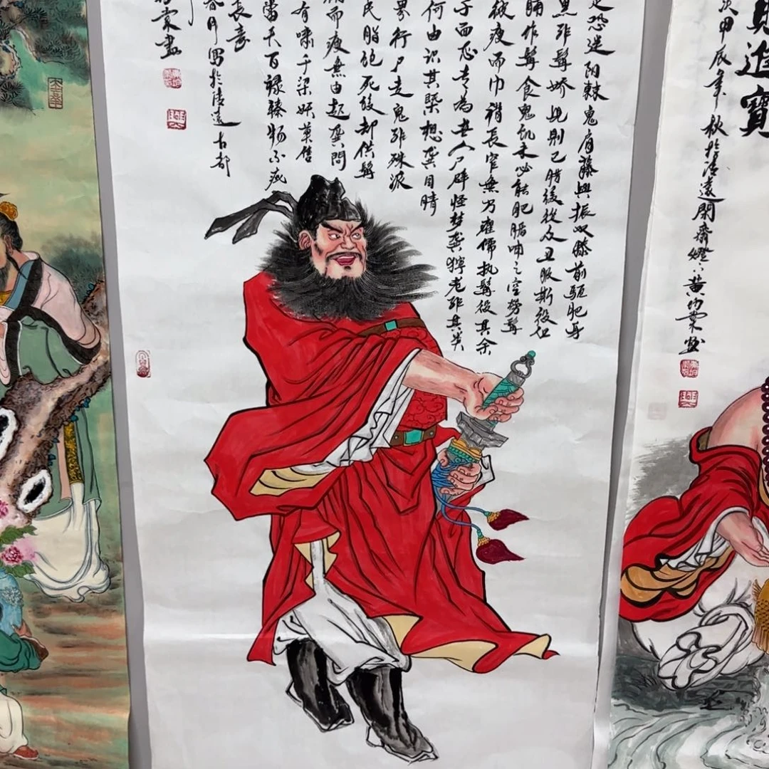 国画7***人尺寸70X138手绘作品