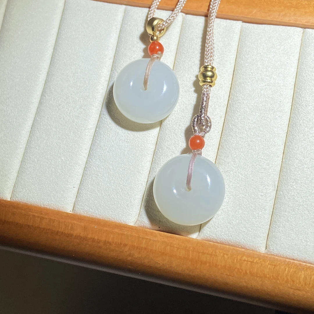 DZ61716 和田玉羊脂白玉平安扣吊坠（多样性发一）