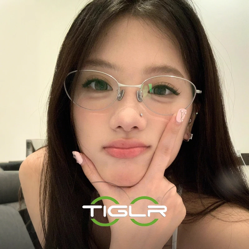 老钱风猫眼眼镜金属钛架舒适佩戴女超轻防蓝光可配度数素颜近视镜