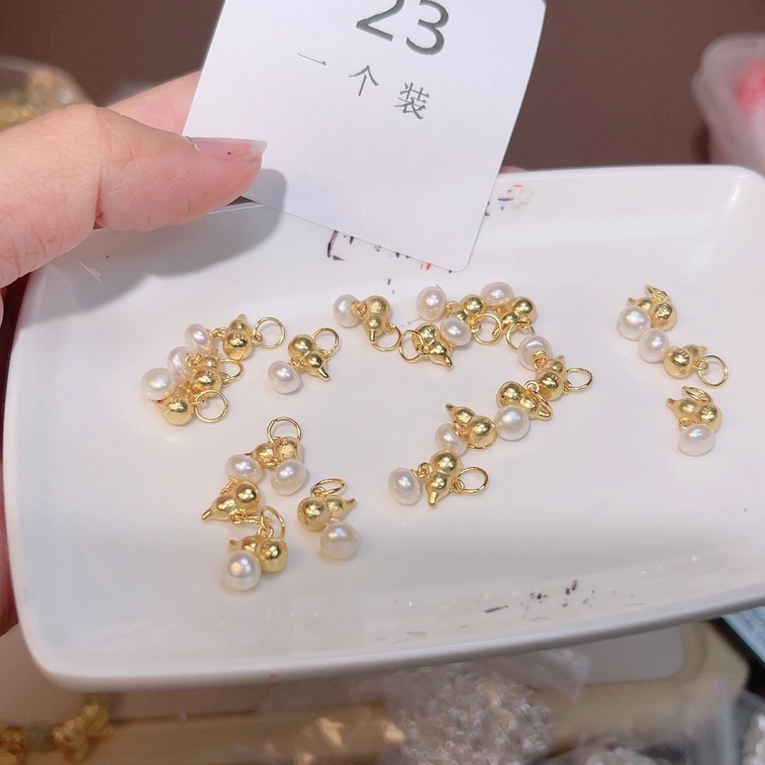 银S925镀金镶嵌淡水珍珠珠宝奇石23