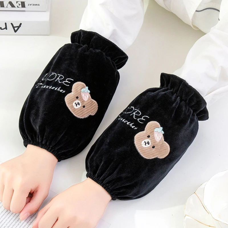 秋冬可爱成人男女办公短款绒布护袖套学生小孩作业防污清洁套袖头