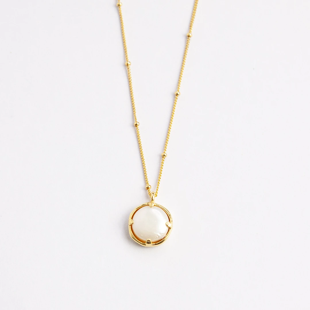 非金属吊坠 【六丑】新款时尚百搭白色纽扣珠珠项链xl0011