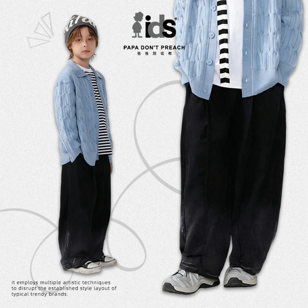 【ids】童裤长裤牛仔裤牛仔裤中性时尚女中腰裤子