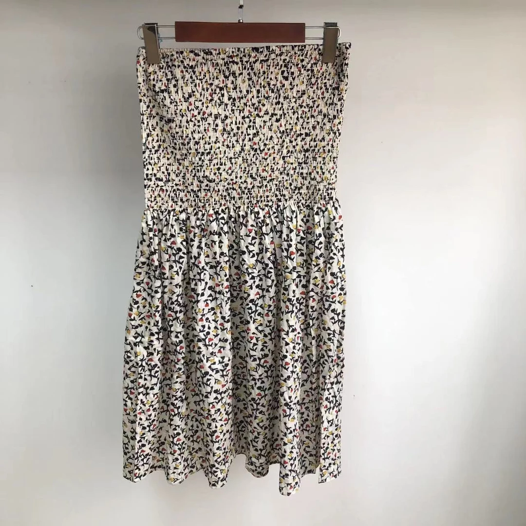 2025新款女装 碎花抹胸连衣裙