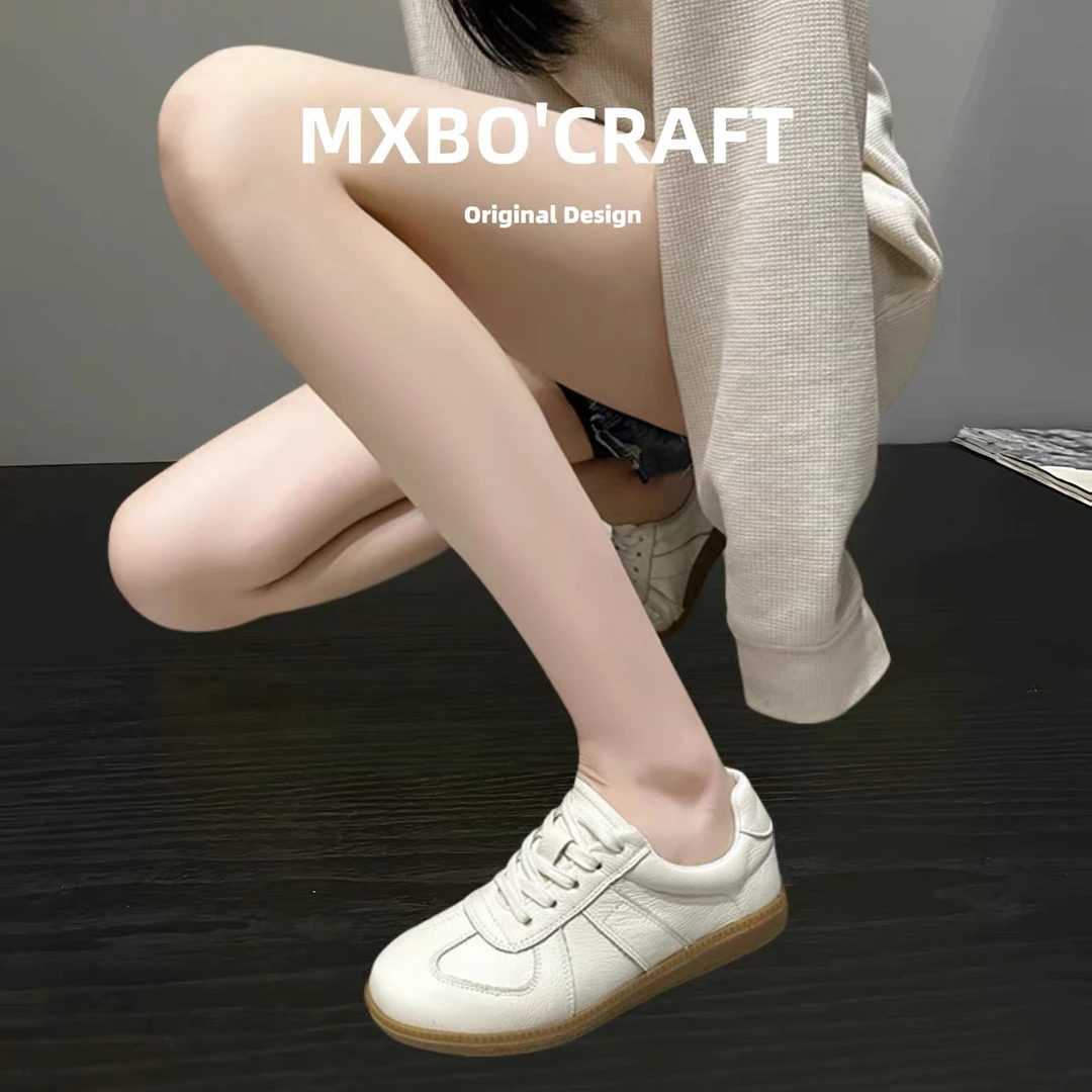 29123/头层牛皮/正码/2025新款小白鞋防滑德训鞋休闲鞋厚底单鞋